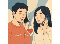 전화로 대화하는 연인