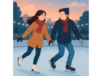 아이스링크에서 데이트하는 커플